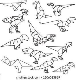 Conjunto vectorial de dinosaurios de origami