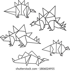 Vector set of origami dinosaurs