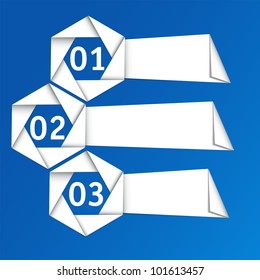 Vector set of origami paper banners 1-2-3