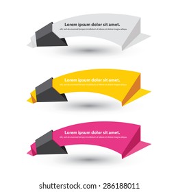 Vector set of origami paper banners.