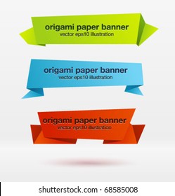 Conjunto vetorial de banners de papel de origami.