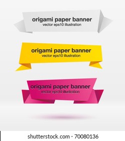 Vector set of origami paper banners.