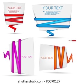 Vector set of origami paper speech bubbles.