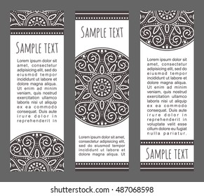 Vector set of ornamental banners. Decorative headers with traditional festive mandala. Tribal  ethnic covers
