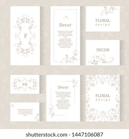 Vector set ornamental decorative frame. Elegant ornate element for design template, place for text. Luxury floral border. Lace decor for birthday and greeting card, wedding invitation,certificate.