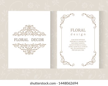 Vector set ornamental decorative frame. Elegant ornate element for design template, place for text. Luxury floral border. Lace decor for birthday and greeting card, wedding invitation,certificate.