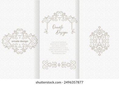 Vector set ornamental decorative frame. Elegant ornate element for design template, place for text. Luxury east floral border. Lace decor for birthday and greeting card, wedding invitation,certificate