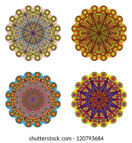 Vector set of ornamental elements in color different variations