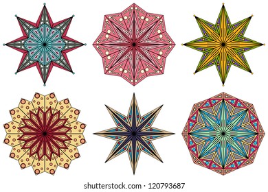 Vector set of ornamental elements in different variations