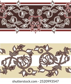 Vector set of ornamental friezes in Oriental style, decorative border designs, page decorations for greeting cards and wedding invitations.