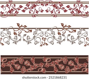 Conjunto vetorial de frisos ornamentais em estilo oriental, desenhos decorativos de bordas, decorações de páginas para cartões de saudação e convites de casamento.