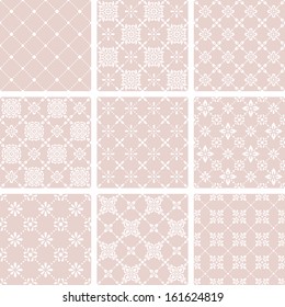 Vector set of ornamental geometric floral background. Seamless pattern for your design wallpapers, pattern fills, web page backgrounds, surface textures.