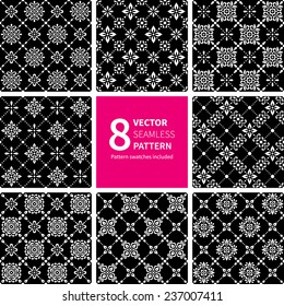 Vector set of ornamental geometric floral background. Seamless pattern for your design wallpapers, pattern fills, web page backgrounds, surface textures.