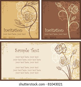 Vector set of ornamental invitation designs with roses. Great for wedding layouts embellishment!