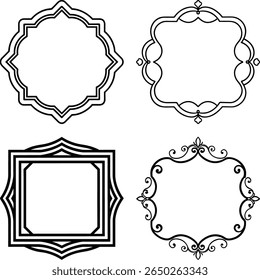 Vector set of Ornamental label frames. Ornate borders  decorative vintage frame and retro badge