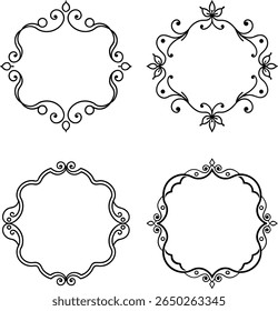 Vector set of Ornamental label frames. Ornate borders  decorative vintage frame and retro badge