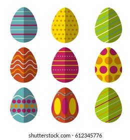 Vector set of ornamented Easter Eggs. Easter design element