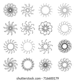 vector set of  ornaments, circle, floral branches, floral ornament