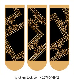 Vector set of ornate bookmark cards in golden baroque style.EPS10 Illustration.