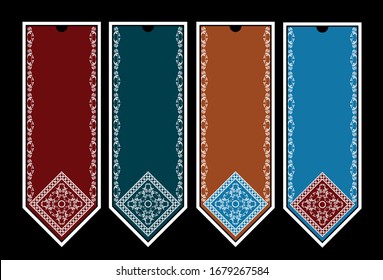 Vector set of ornate bookmark cards in baroque style.EPS10 Illustration.