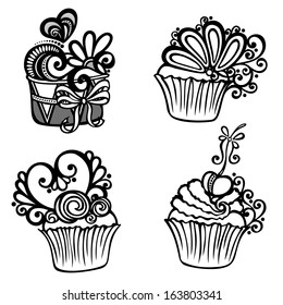 Vector Set of Ornate Cakes. Patterned design