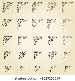Vector set of ornate calligraphic vintage corners.
