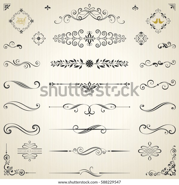 Conjunto Vectorial De Elementos Caligráficos Ornamentales Vintage Separadores Y Decoraciones De 2937