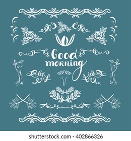 Vector set of ornate elements. Hand drawn signage and typography decorative elements. 