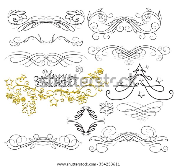Vector set of\
ornate frames and scroll\
elements