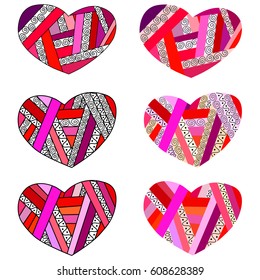 vector set of ornate hearts