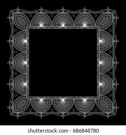 Vector set of ornate line art frames and borders. White outline elements for invitations or greeting cards.