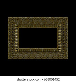 Vector set of ornate line art frames and borders. Gold outline elements for invitations or greeting cards.