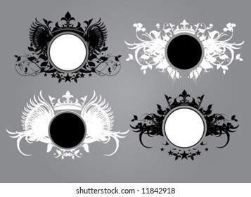 Vector set of ornate shields