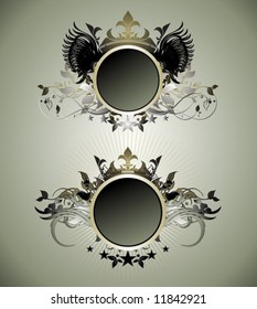 Vector set of ornate shields