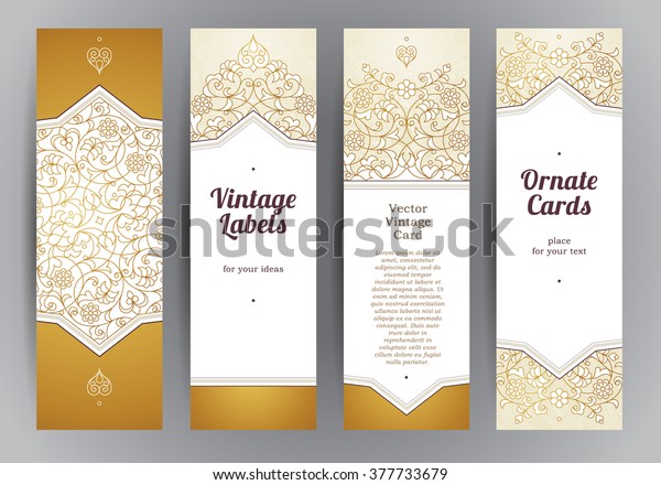 Vector Set Ornate Vertical Cards Oriental Stock Vector (Royalty Free ...