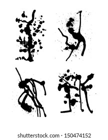 Vector set ot artistic grunge ink splatter