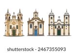 Vector set of Ouro Preto city, historic city of Minas Gerais, Brazil. This vector set includes three different churches in baroque style.

