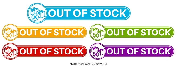 vector set out of stock icon sign. sold out symbol labels sticker template design illustration