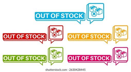 vector set out of stock icon sign. sold out symbol labels sticker template design illustration