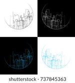 vector set of outline city icons