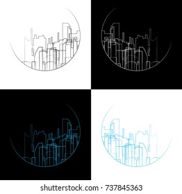 vector set of outline city icons