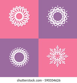 Vector set of outline emblems - abstract monogram templates
