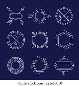 Vector set of outline emblems and badges - abstract hipster logo templates