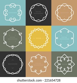 Vector set of outline emblems and badges - abstract hipster logo templates