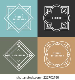 Vector set of outline emblems and badges - abstract hipster logo templates