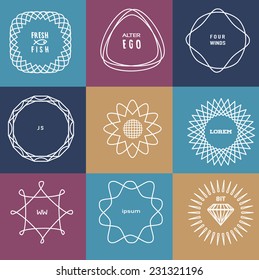 Vector set of outline emblems and badges - abstract hipster logo templates