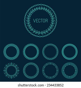 Vector set of outline emblems and badges - abstract hipster logo templates