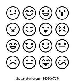 Vector Set Of Outline Emoticons. 