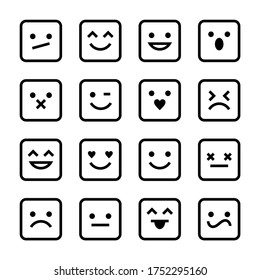 Vector Set Of Outline Emoticons. 