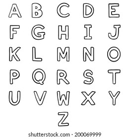 Vector Set of Outline Letters. Alphabet. ABC.